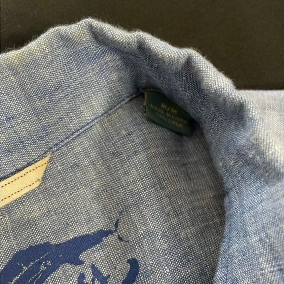 Tommy Bahama Mens Blue Short Sleeve Button Up Linen Shirt Size M - Picture 5 of 9